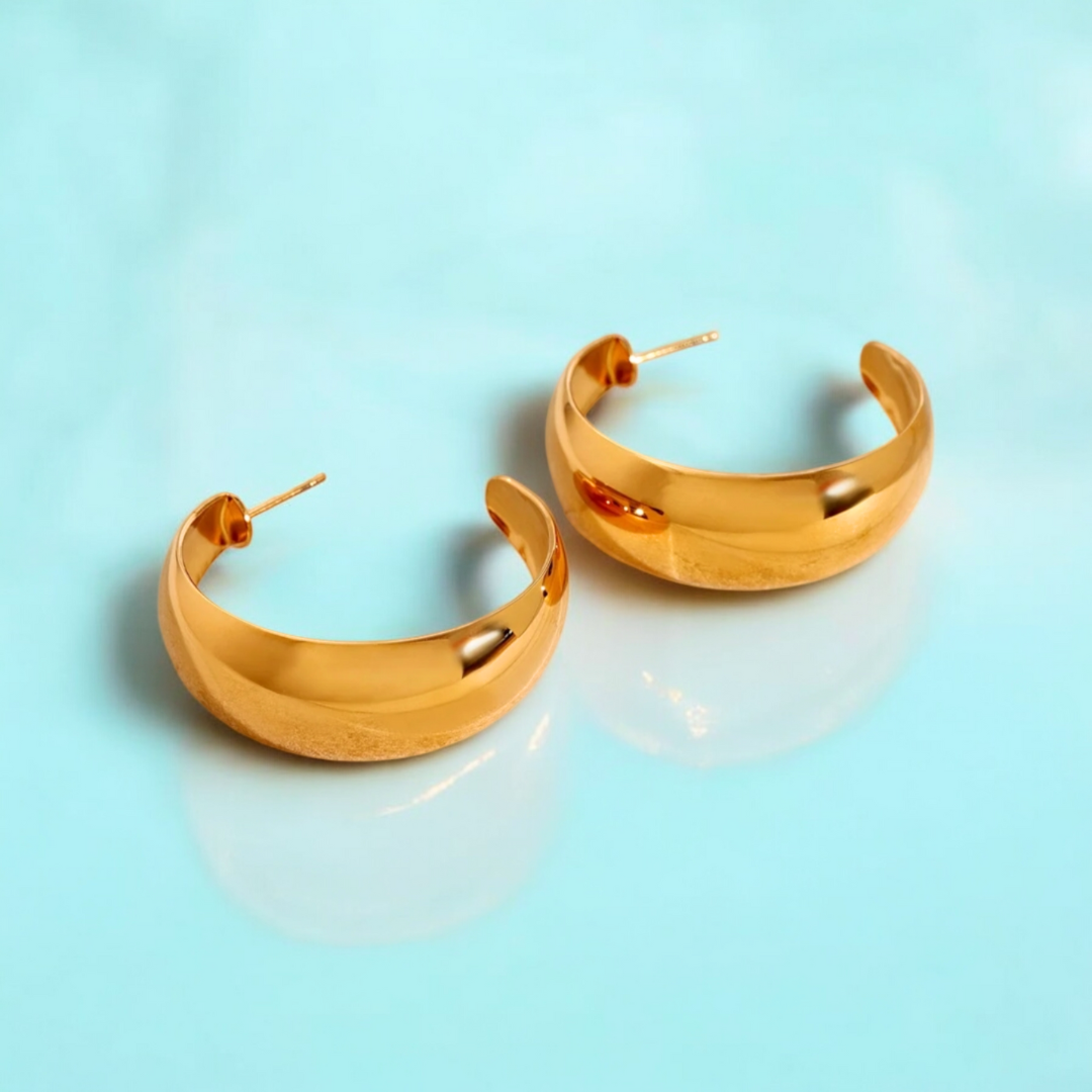 Millie | Gold Plated C-Shaped Hoop Earrings