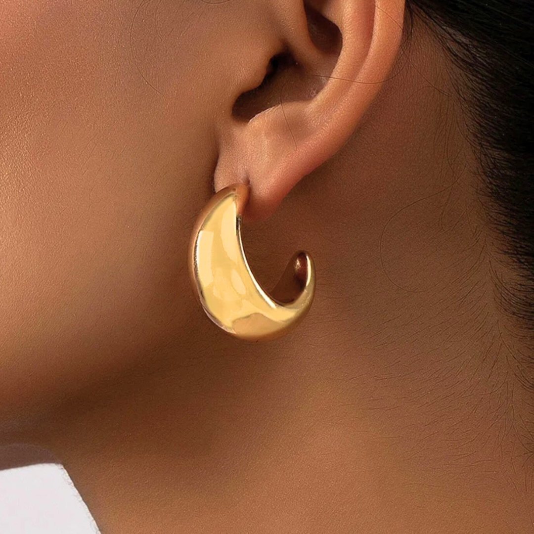 Millie | Gold Plated C-Shaped Hoop Earrings