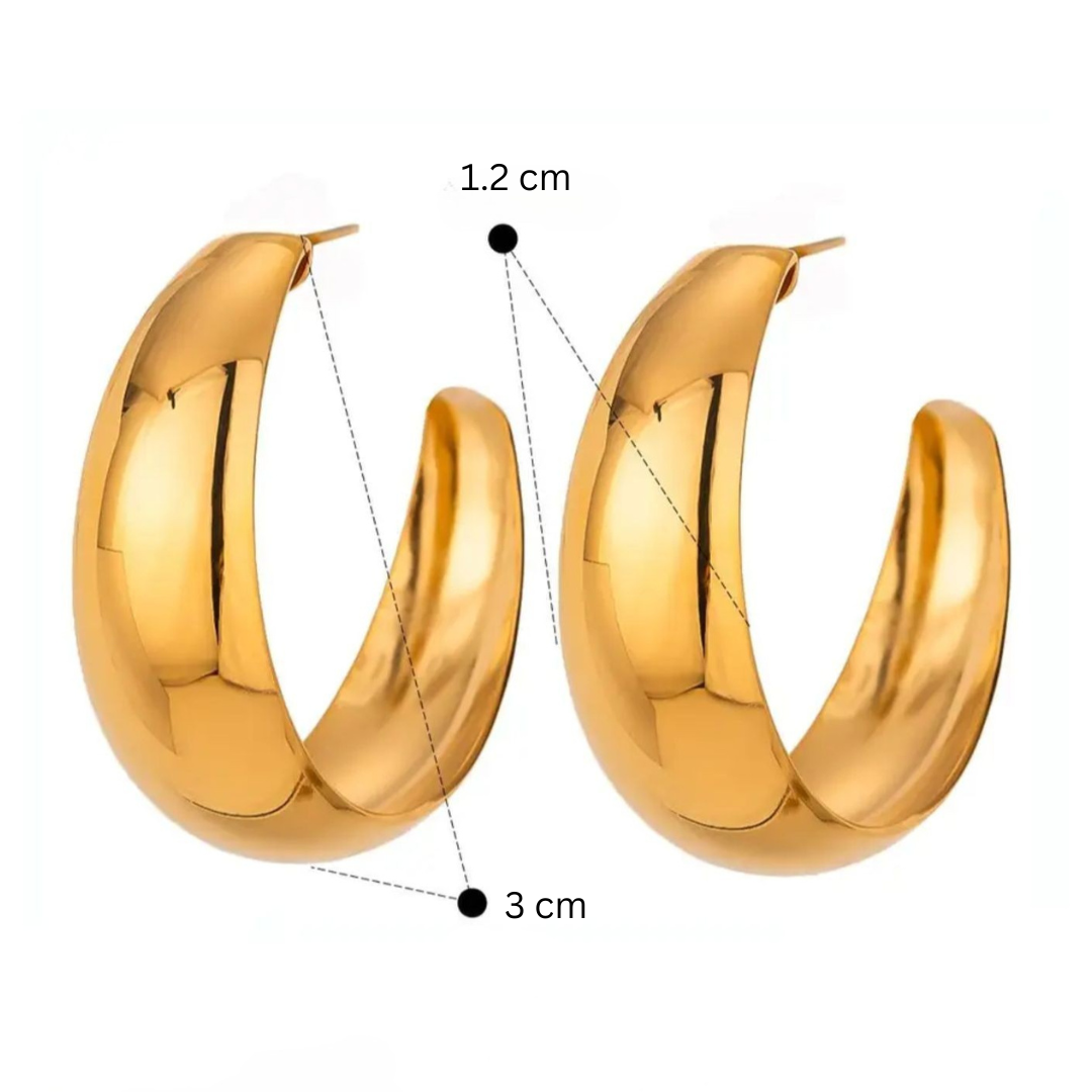 Millie | Gold Plated C-Shaped Hoop Earrings