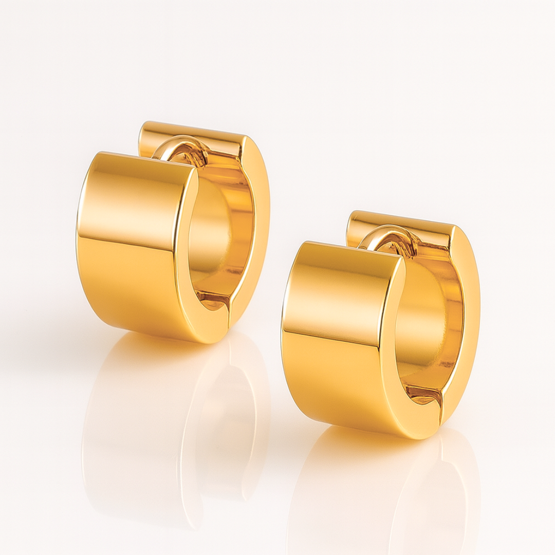 Ivy | 18K Gold Plated Thick Cuff Huggie Hoop Waterproof Earrings