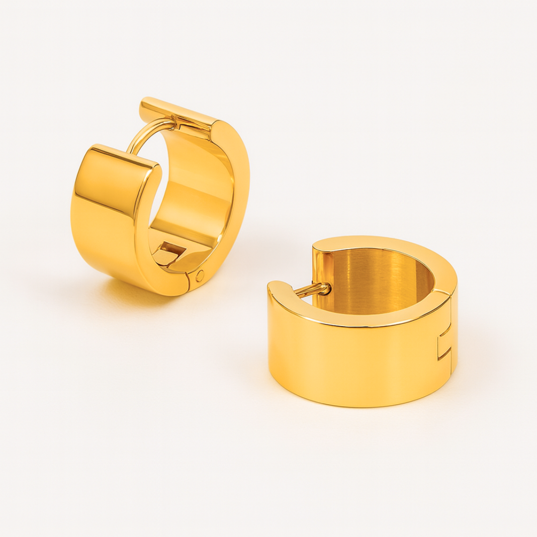 Ivy | 18K Gold Plated Thick Cuff Huggie Hoop Waterproof Earrings