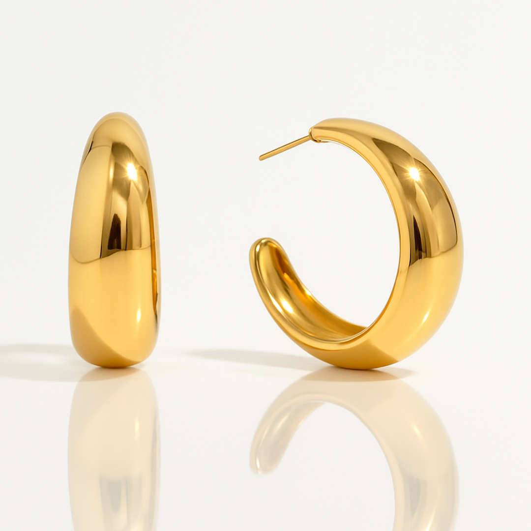 Millie | Gold Plated C-Shaped Hoop Earrings