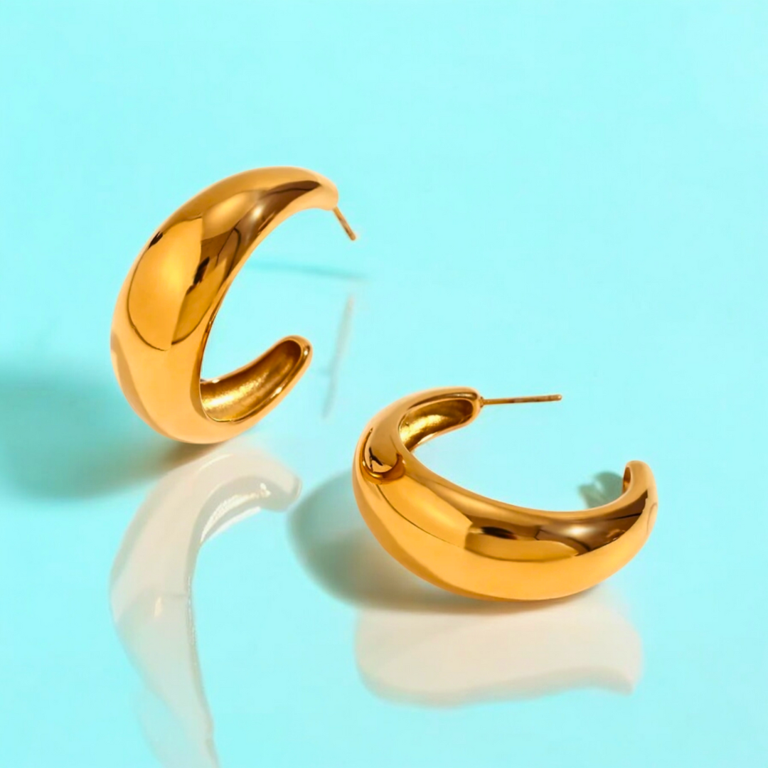 Millie | Gold Plated C-Shaped Hoop Earrings