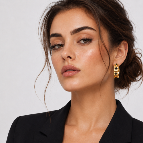 Querida | Gold Plated Four-Leaf Clover Hoop Earrings