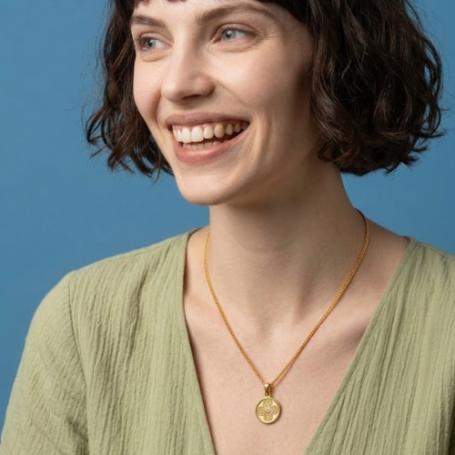 Elizabeth | Gold Plated Clover Coin Pendant Necklace