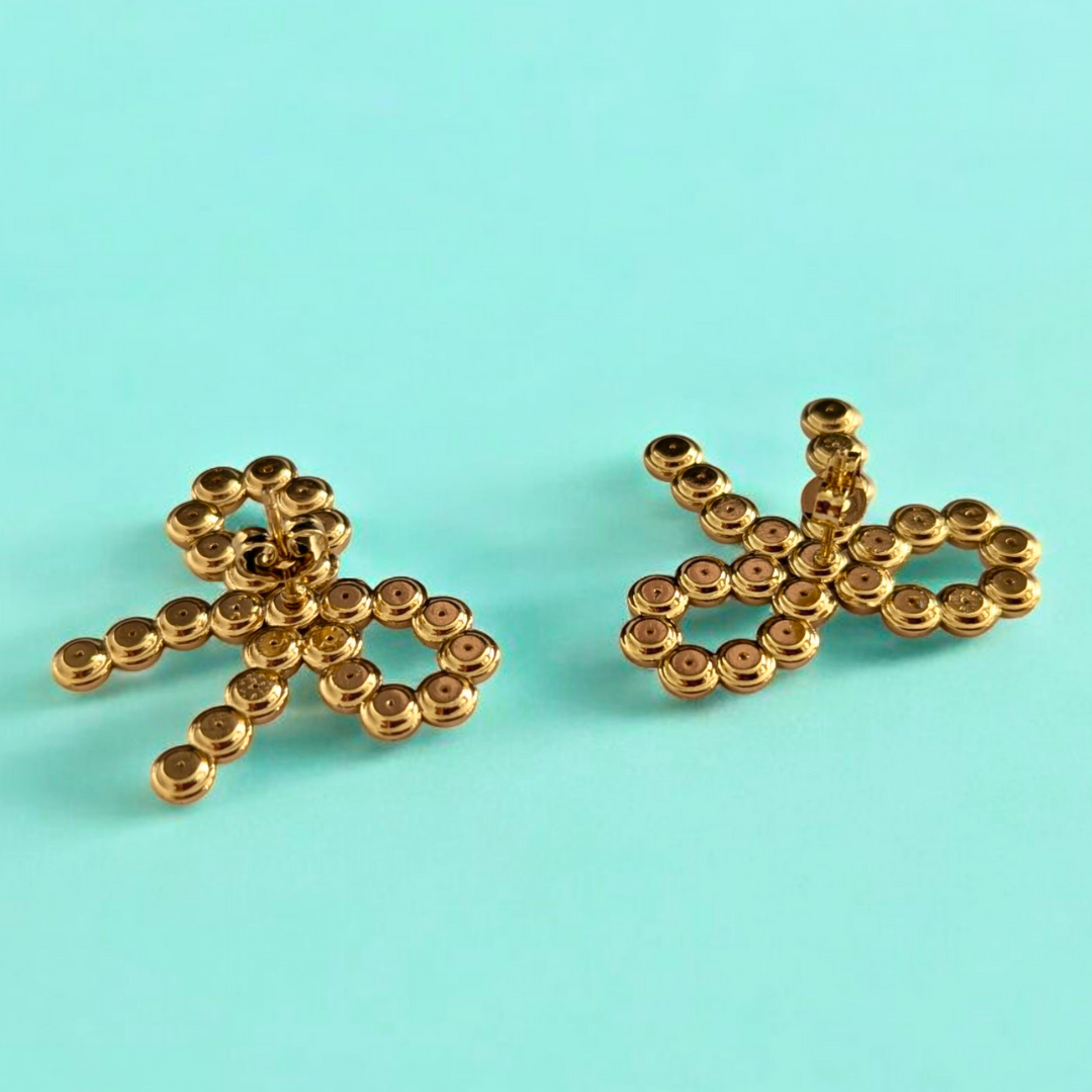 Claire | Gold-Plated Bow Stud Earrings with Zircons