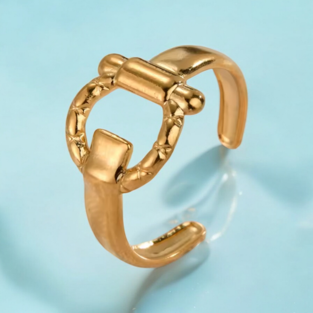 Samarah | Gold Plated Buckle Design Resizable Ring