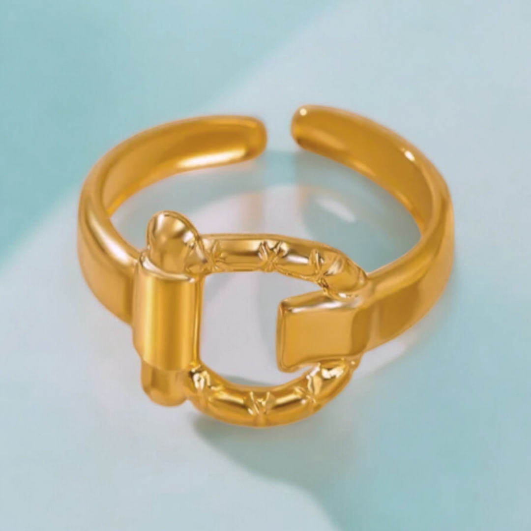 Samarah | Gold Plated Buckle Design Resizable Ring