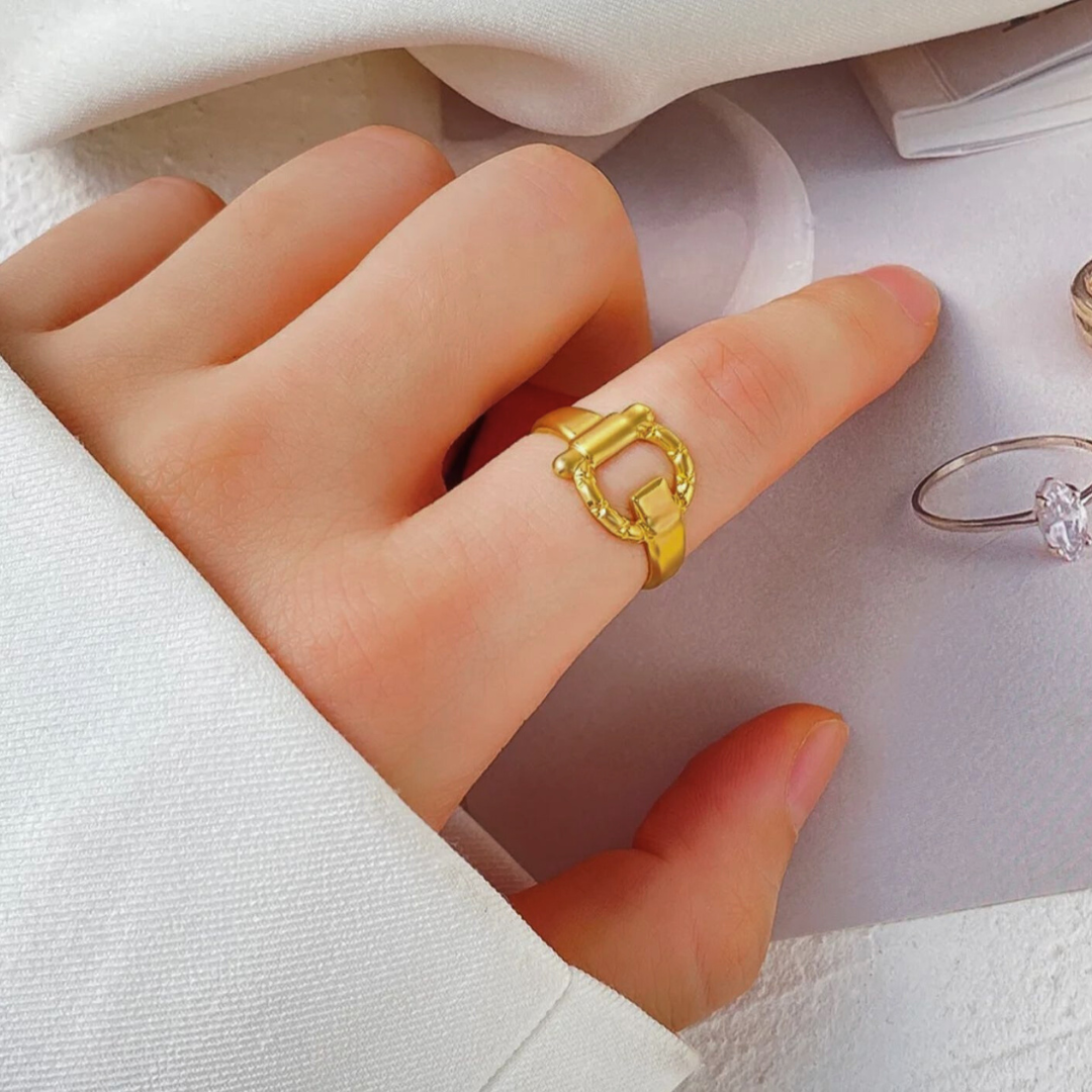 Samarah | Gold Plated Buckle Design Resizable Ring