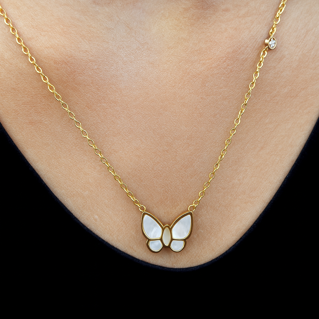 Mirayah | Gold-Plated (18K) Shell Butterfly Charm Waterproof Necklace