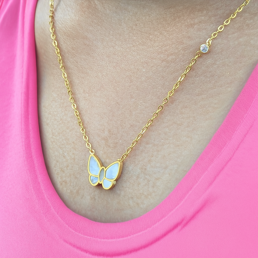 Mirayah | Gold-Plated (18K) Shell Butterfly Charm Waterproof Necklace