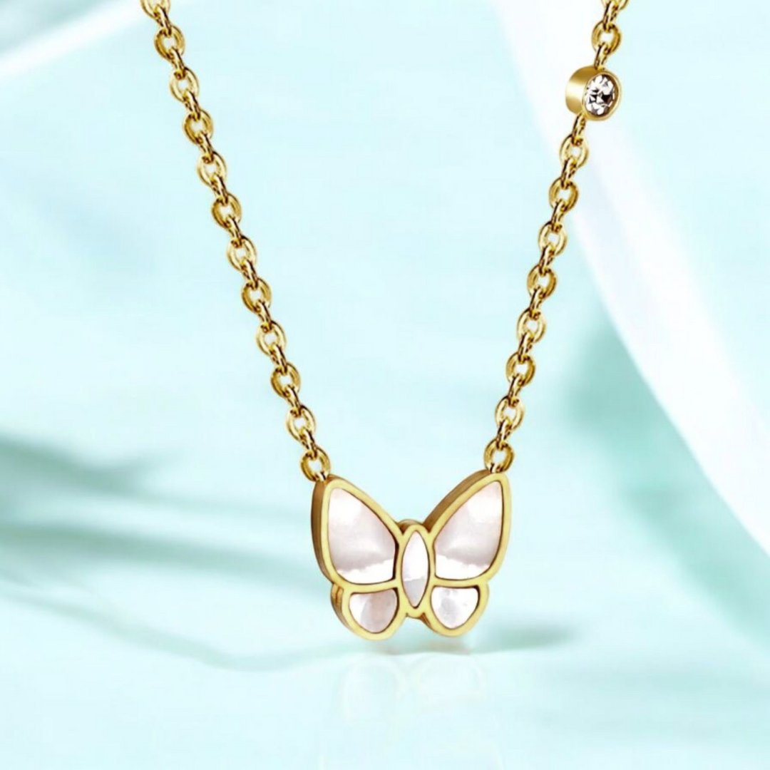 Mirayah | Gold-Plated (18K) Shell Butterfly Charm Waterproof Necklace