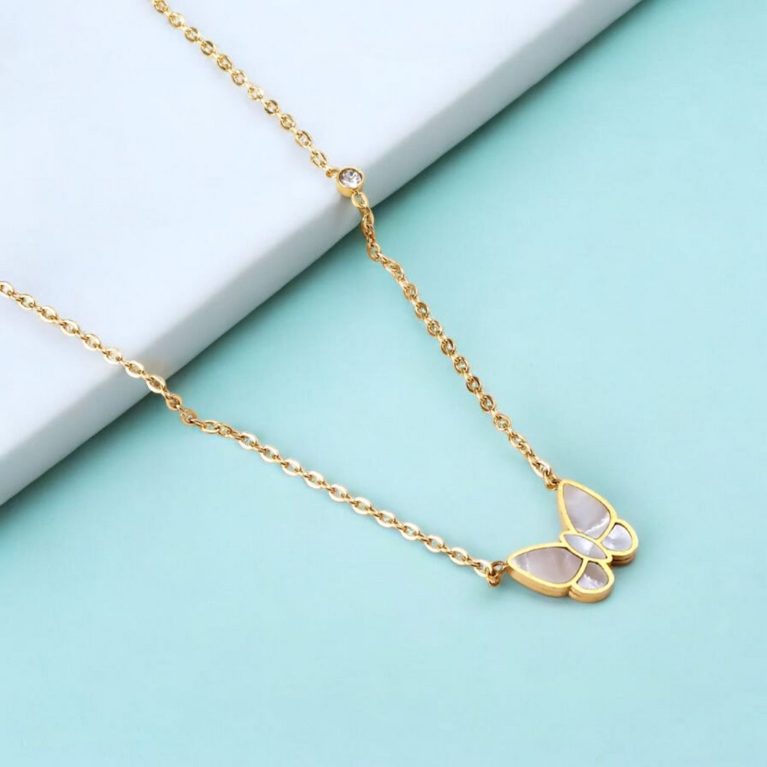 Mirayah | Gold-Plated (18K) Shell Butterfly Charm Waterproof Necklace