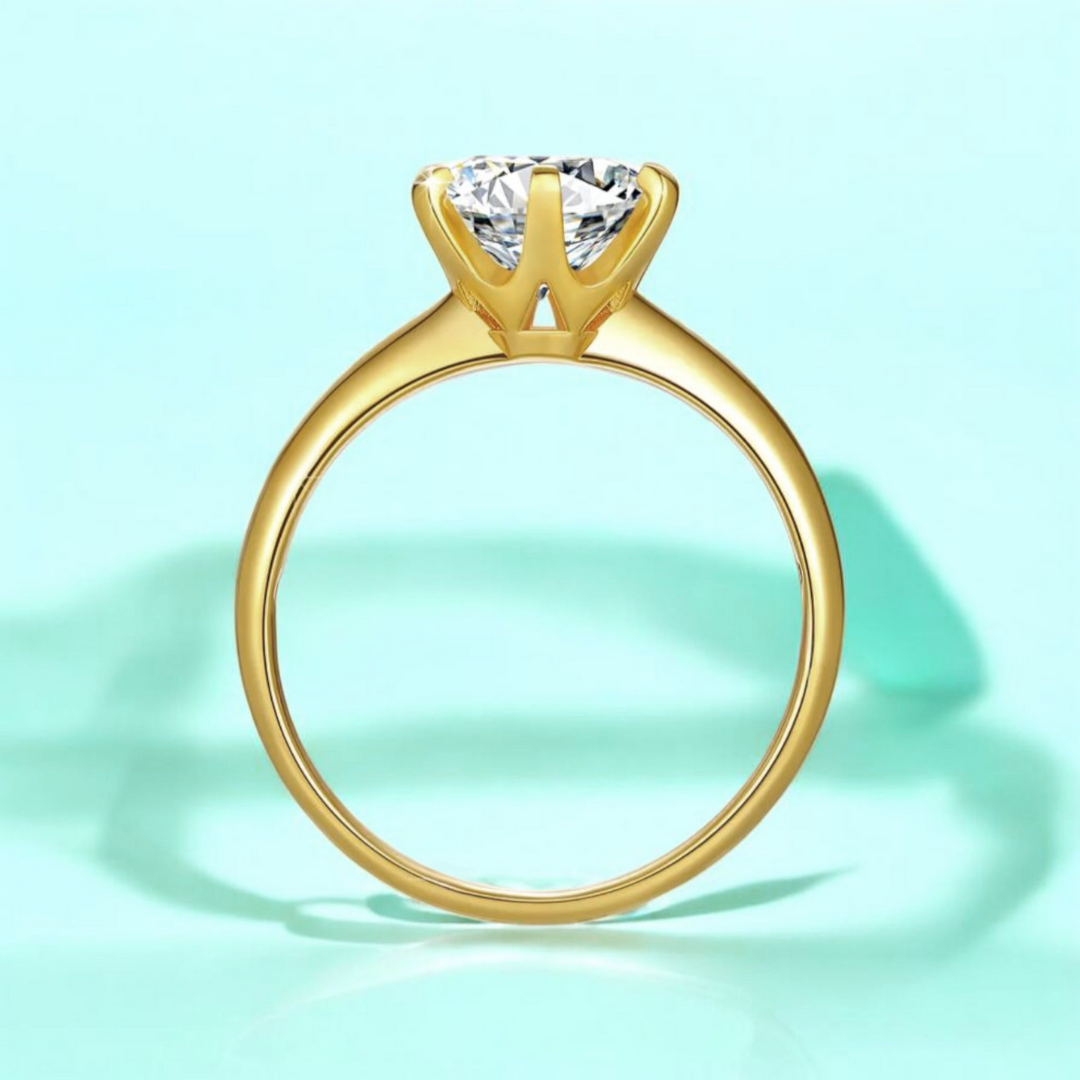 Solene | Gold (18K) Plated Circular Cut Solitaire Waterproof Ring