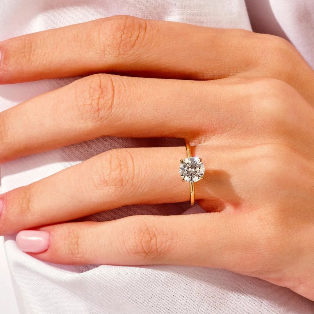 Solene | Gold (18K) Plated Circular Cut Solitaire Waterproof Ring