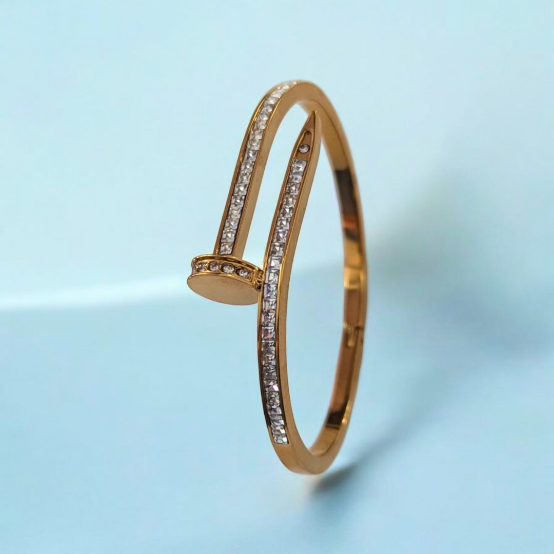 Nicolette | Gold Plated Nail Bracelet Bangle