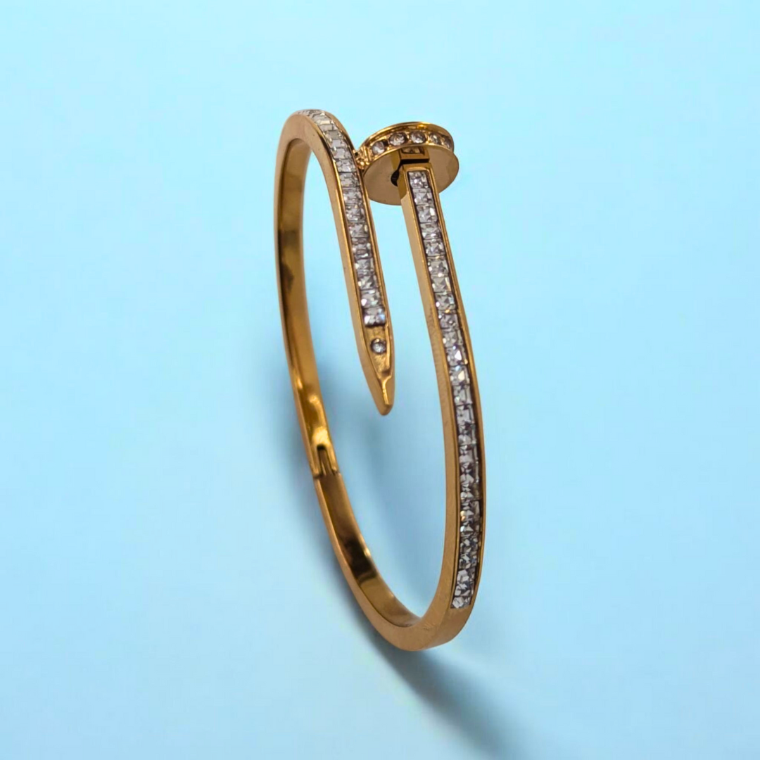 Nicolette | Gold Plated Nail Bracelet Bangle