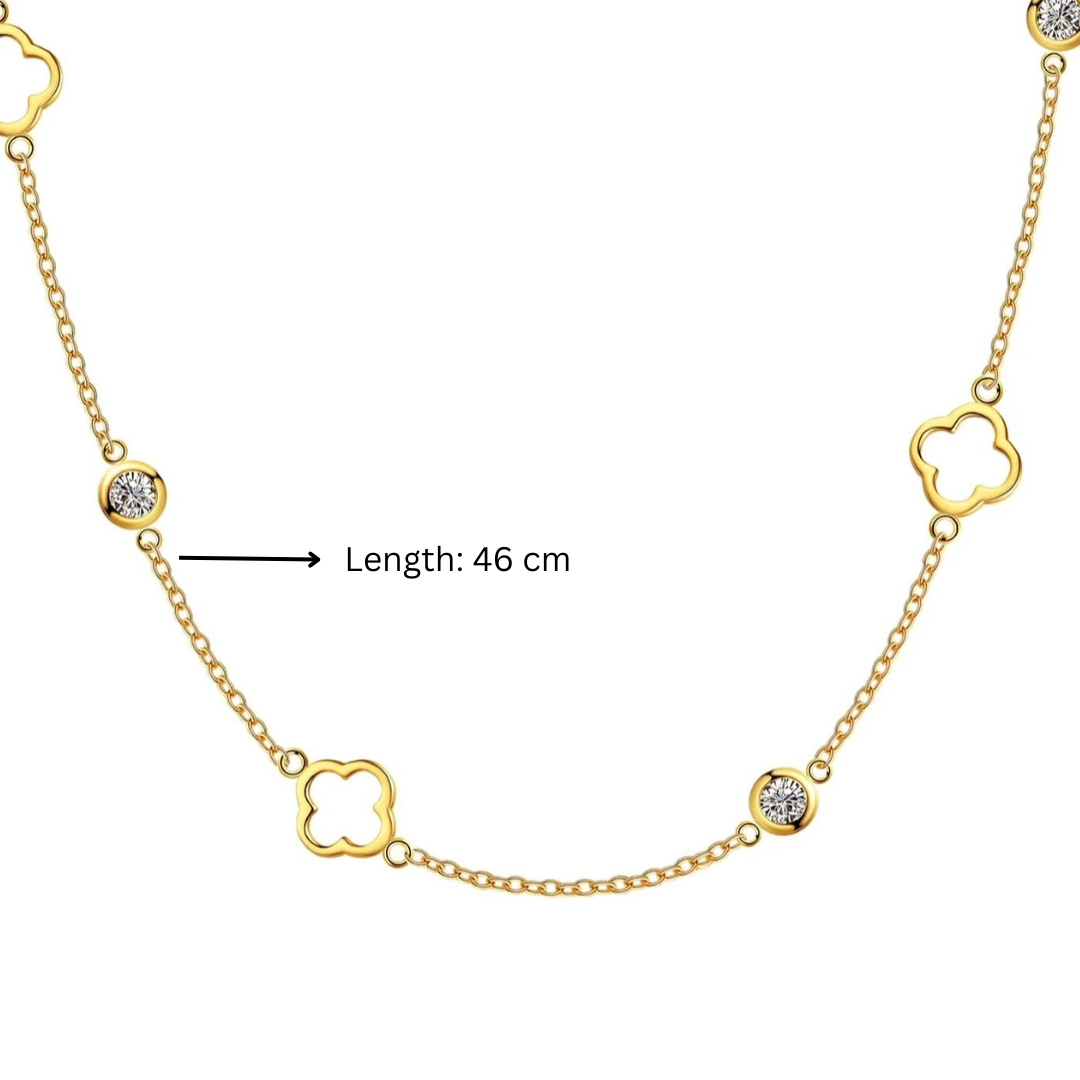 Margaux | Gold (18K) Plated Four-Leaf Clover Zircon Waterproof Necklace