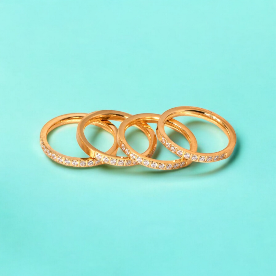 Joyce | Gold Plated Slim Ring Inlaid with Cubic Zircons