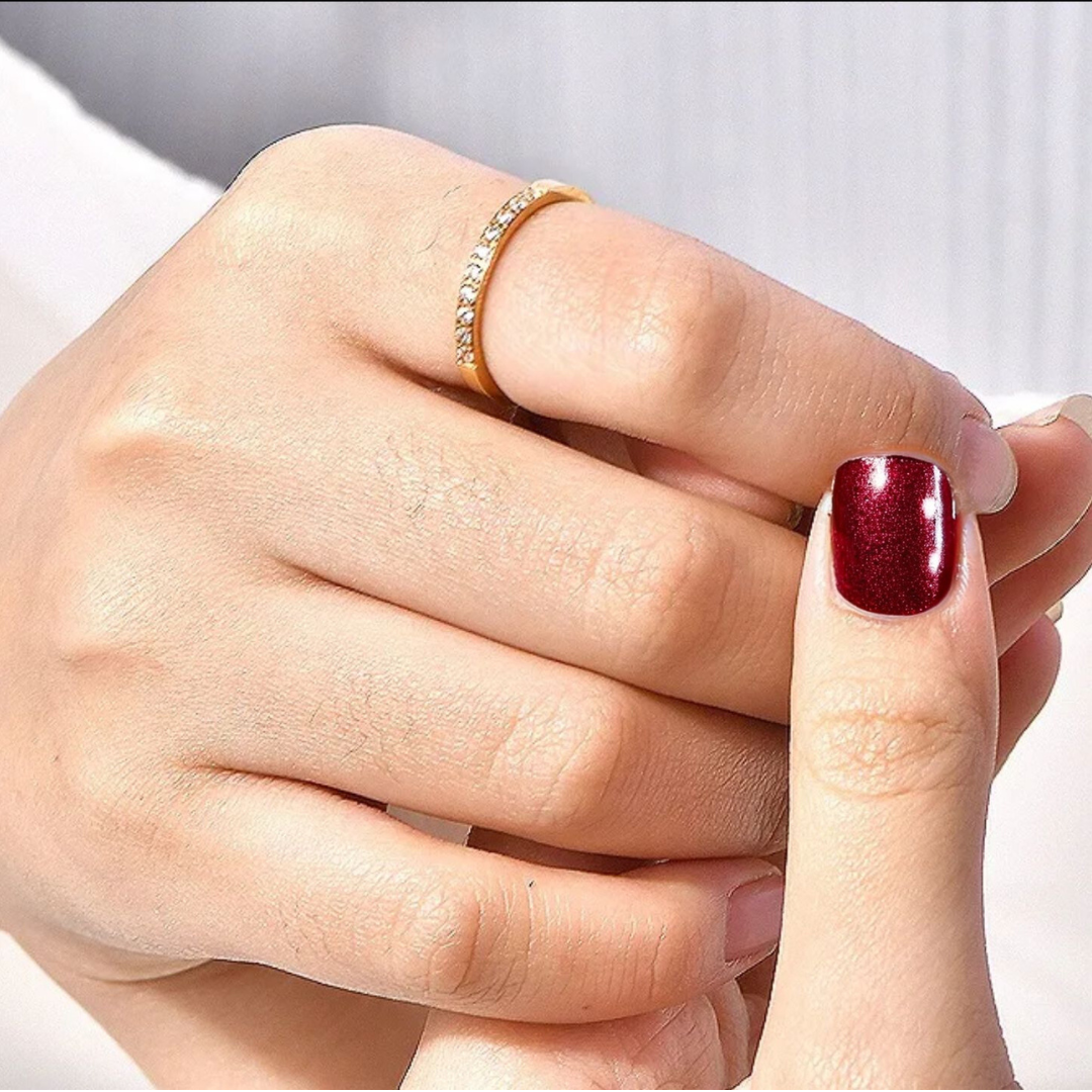 Joyce | Gold Plated Slim Ring Inlaid with Cubic Zircons