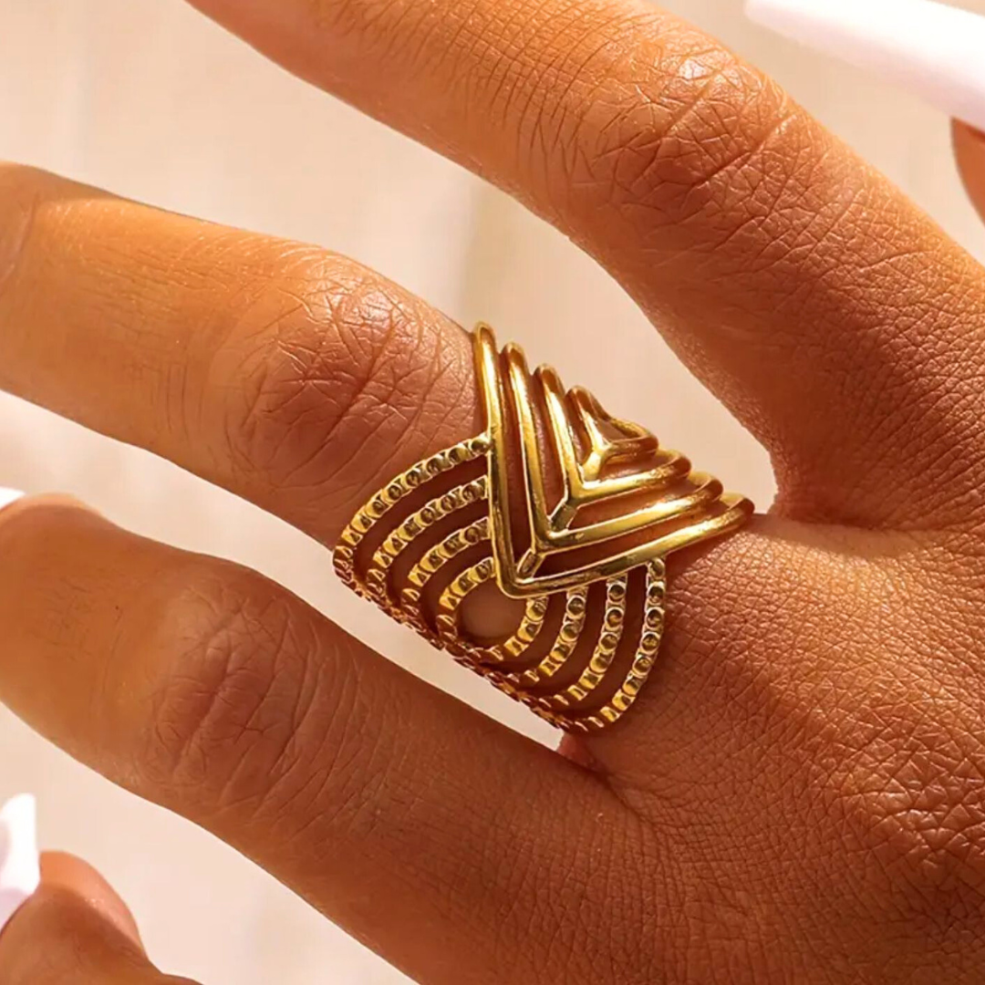 Matilda | Gold-Plated Cuff Style Open Chunky Resizable Ring