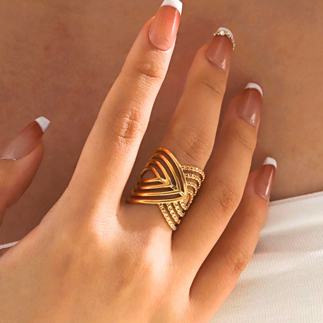 Matilda | Gold-Plated Cuff Style Open Chunky Resizable Ring
