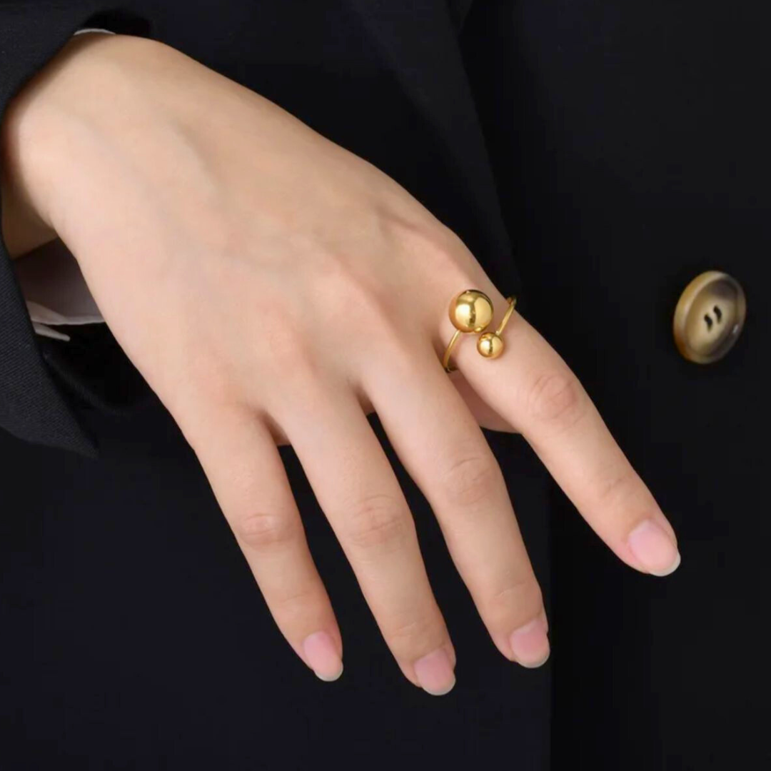 Mabel | Gold Plated Double Ball Ring Resizable