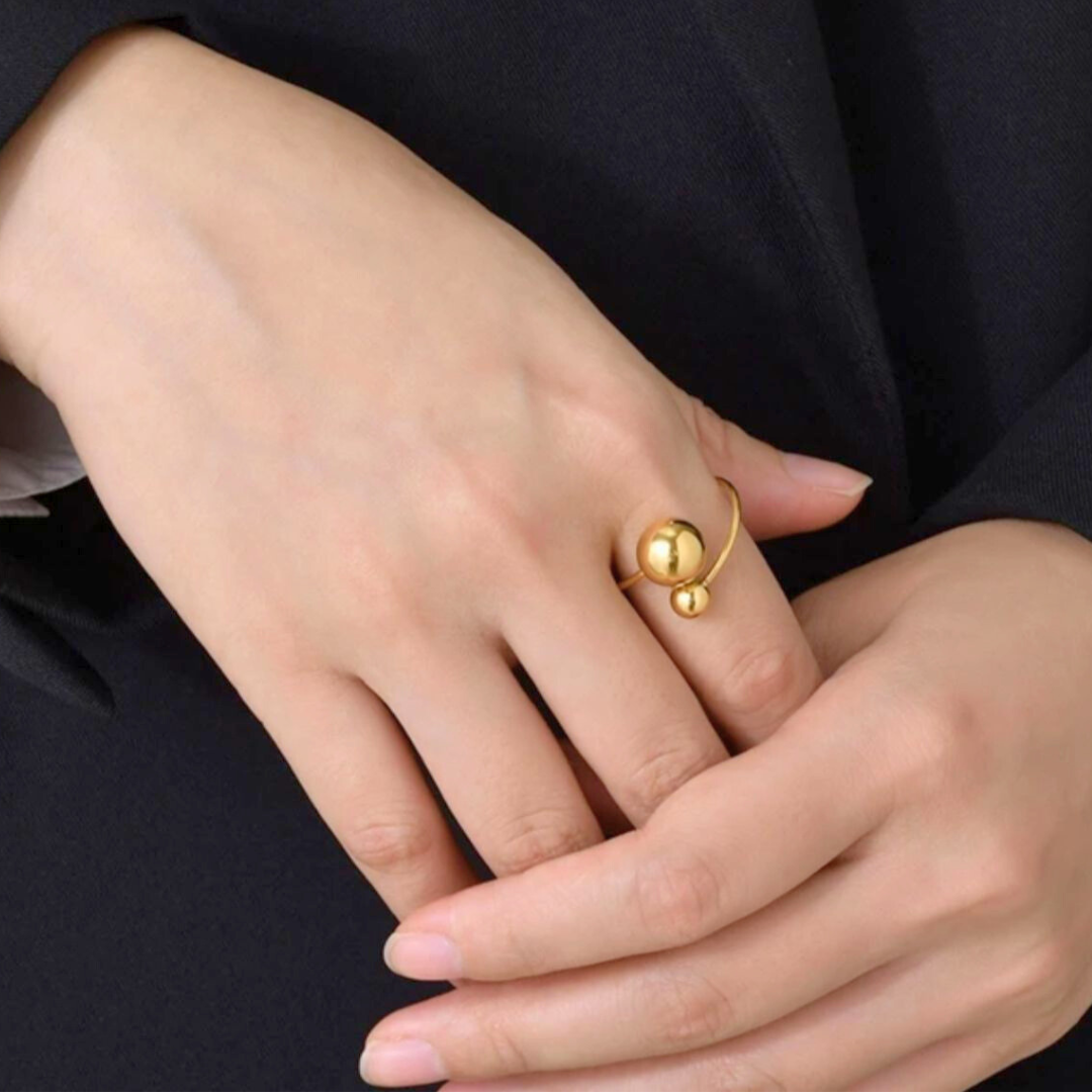 Mabel | Gold Plated Double Ball Ring Resizable