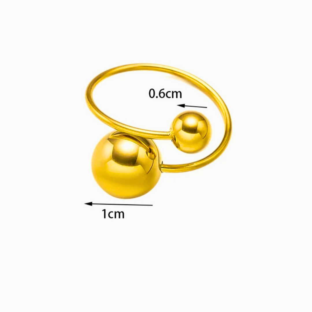 Mabel | Gold Plated Double Ball Ring Resizable