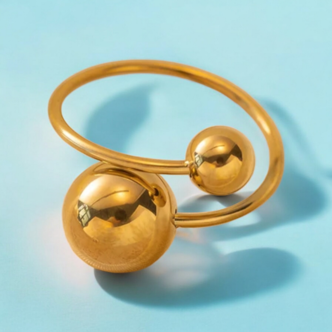 Mabel | Gold Plated Double Ball Ring Resizable