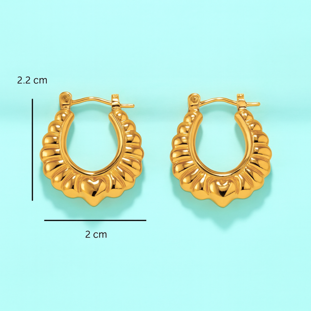 Tressa | 18K Gold Plated Flower Pattern Hoop Waterproof Earrings