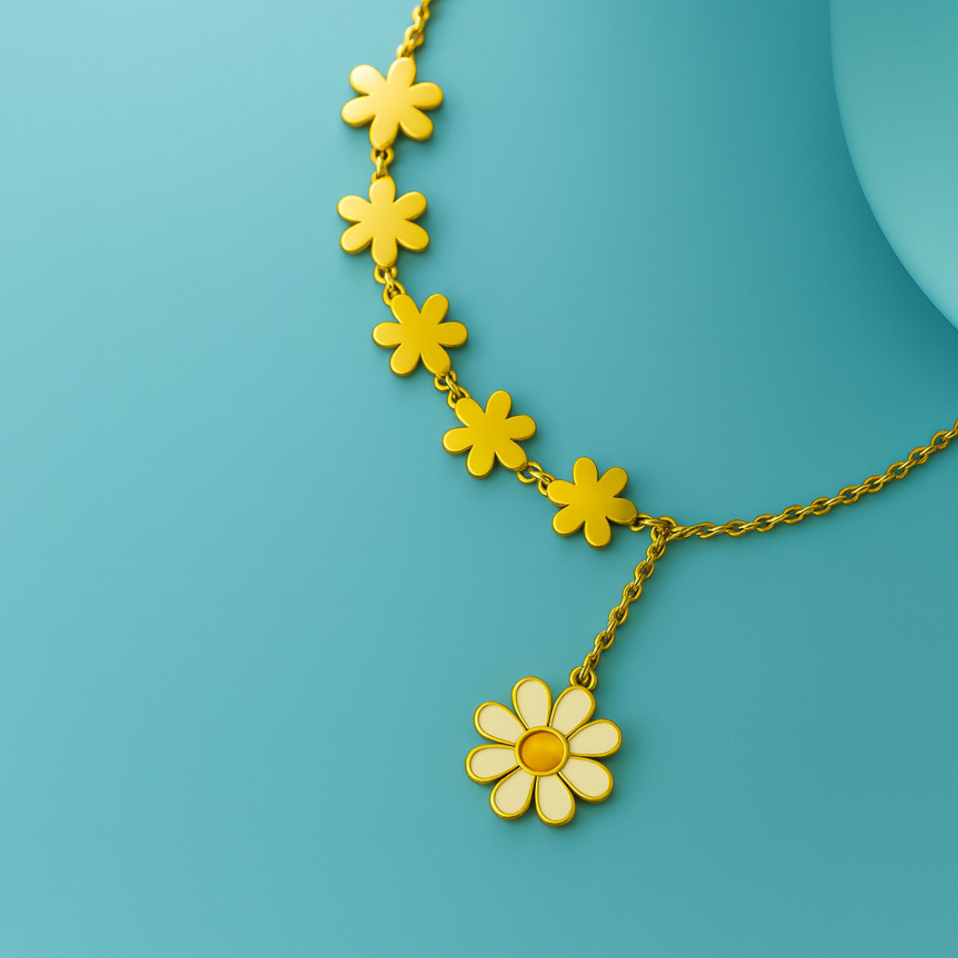 Daisy | 18K Gold Plated Floral Motif Pendant Waterproof Necklace