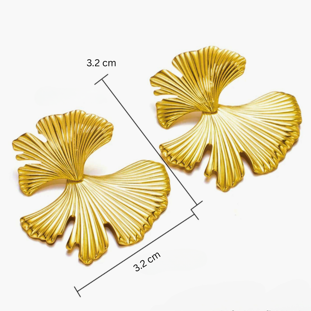 Stella | Gold Plated Gingko Vintage Leaf Earrings