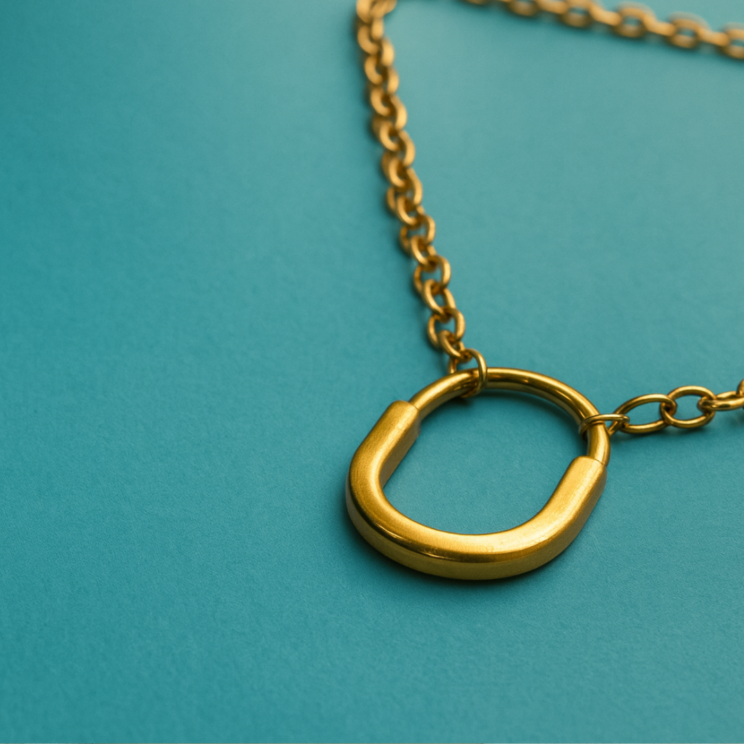 Kimberly | 18K Gold Plated Lock Pendant Waterproof Necklace with Link Chain