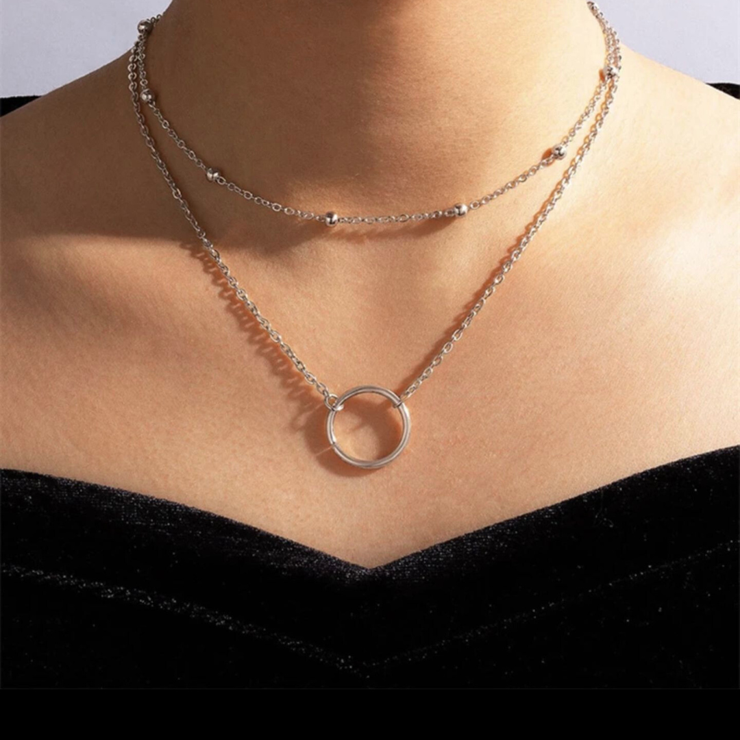 Lyandra | Gold Plated Double Layered Circular Pendant Waterproof Necklace