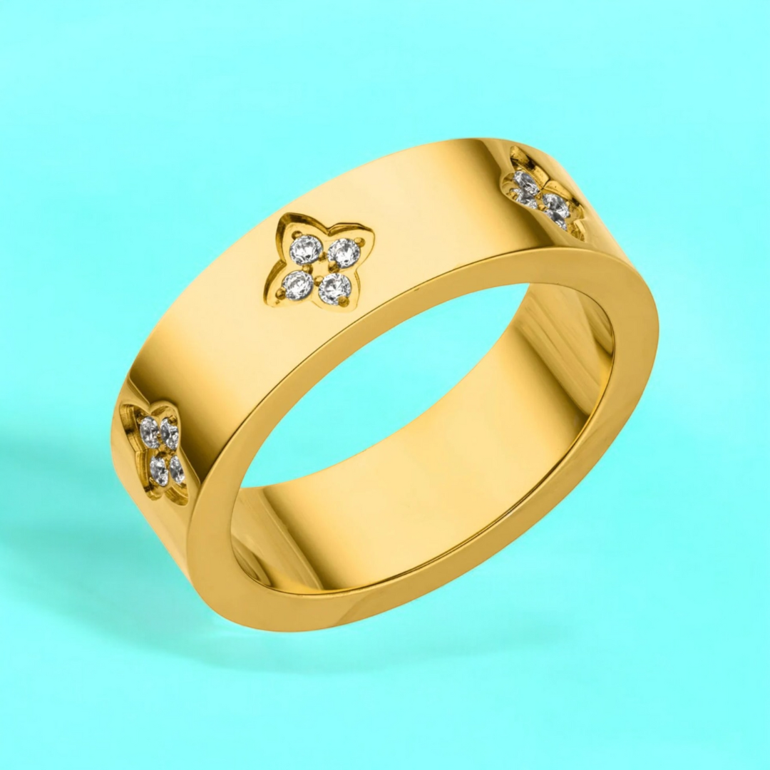 Viana | Gold (18K) Plated Four-Leaf Clover Waterproof Ring
