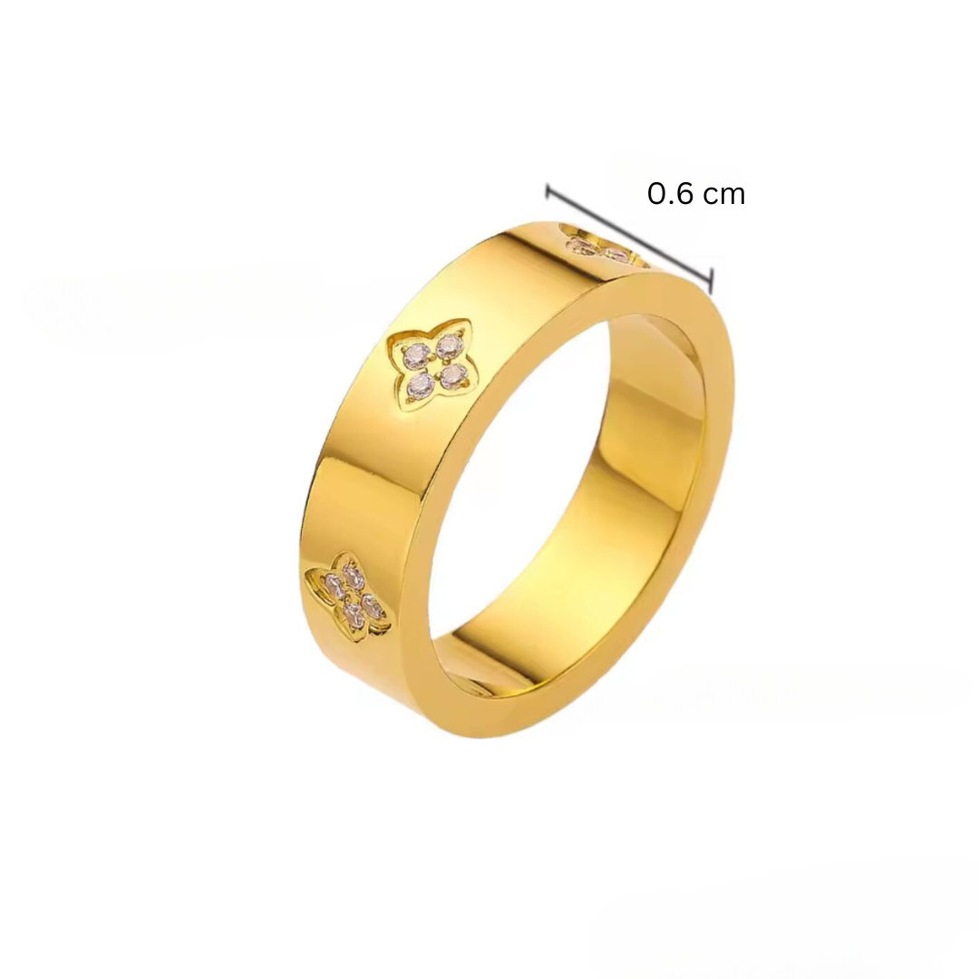 Viana | Gold (18K) Plated Four-Leaf Clover Waterproof Ring
