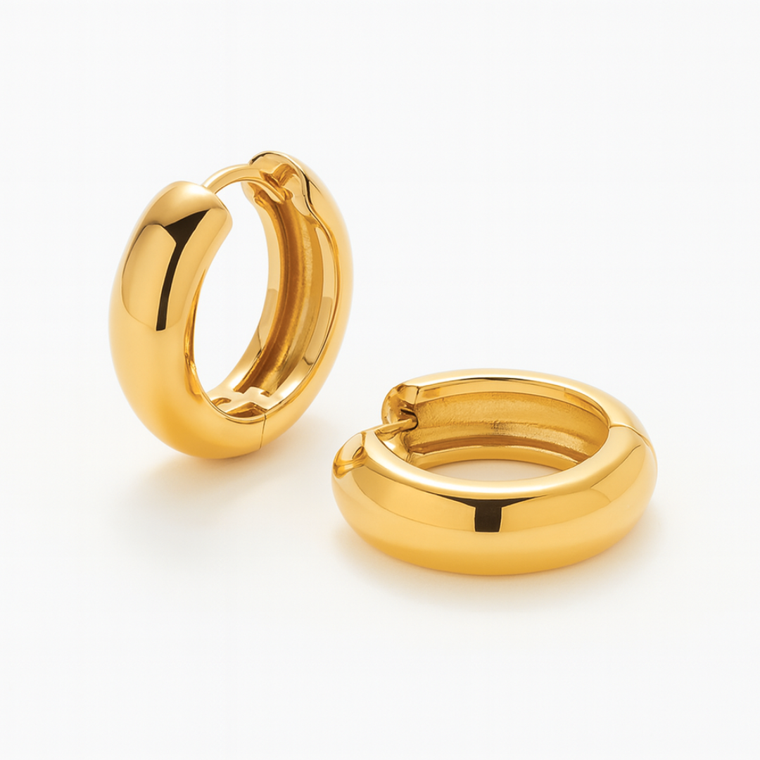 Hannah | 18K Gold Plated Basic Staple Hoop Waterproof Earrings