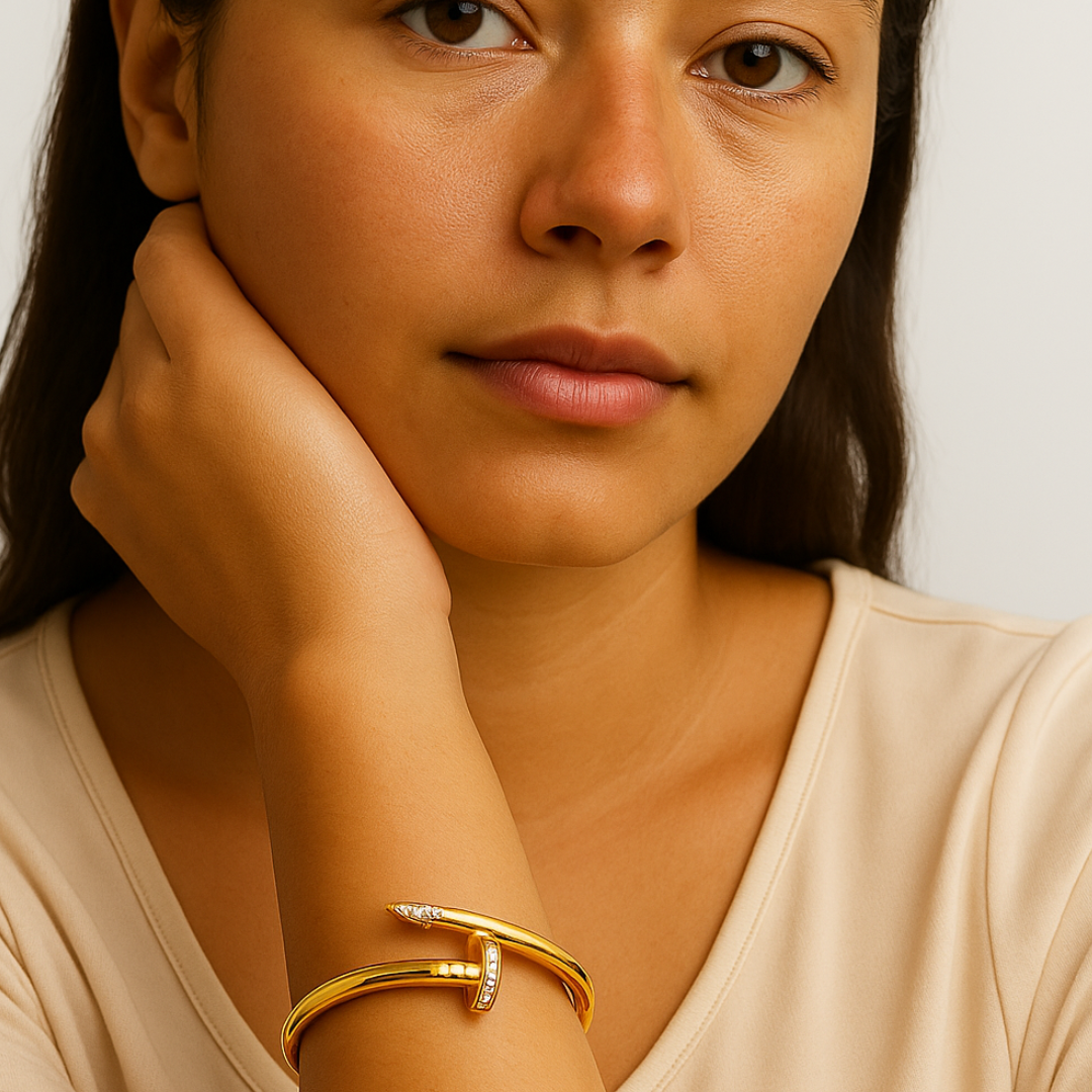 Nyra | 18K Gold Plated Zircon Nail Waterproof Bracelet Bangle