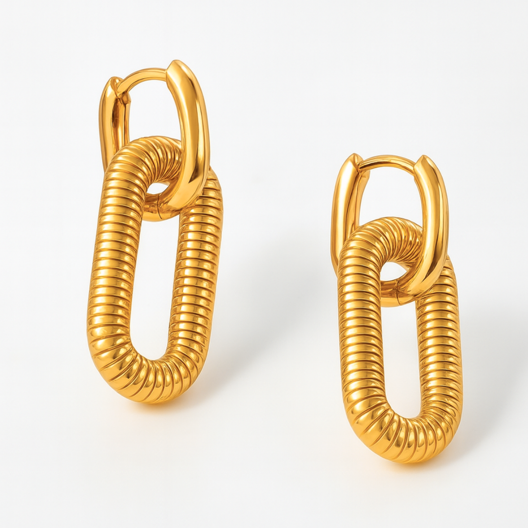 Anabel | 18K Gold Plated Oval Double Hoop Waterproof Earrings