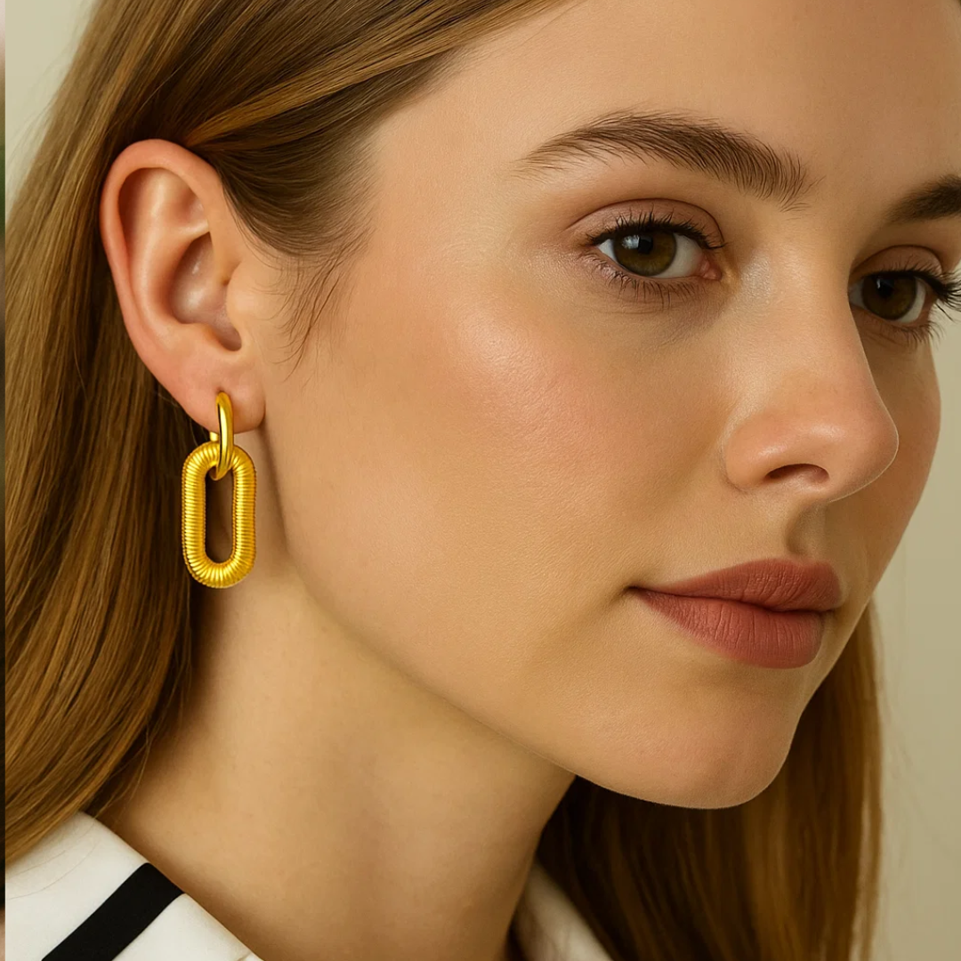 Anabel | 18K Gold Plated Oval Double Hoop Waterproof Earrings