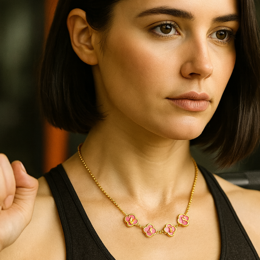 Clover Necklace - Personalised Clover Name Necklace, 18K Gold Plated Four-Leaf Pendant Waterproof
