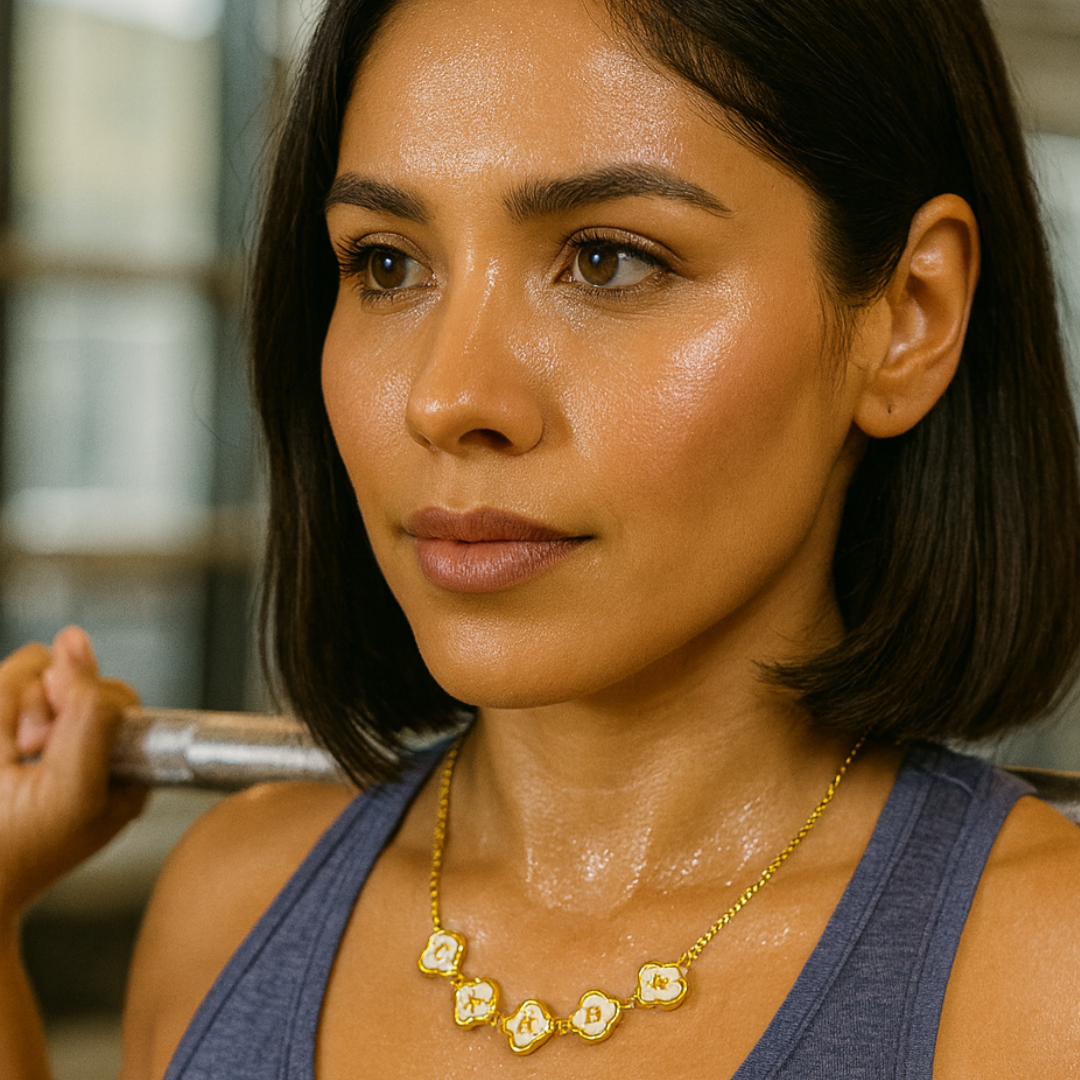Personalised Clover Name Necklace, 18K Gold Plated Four-Leaf Pendant Waterproof