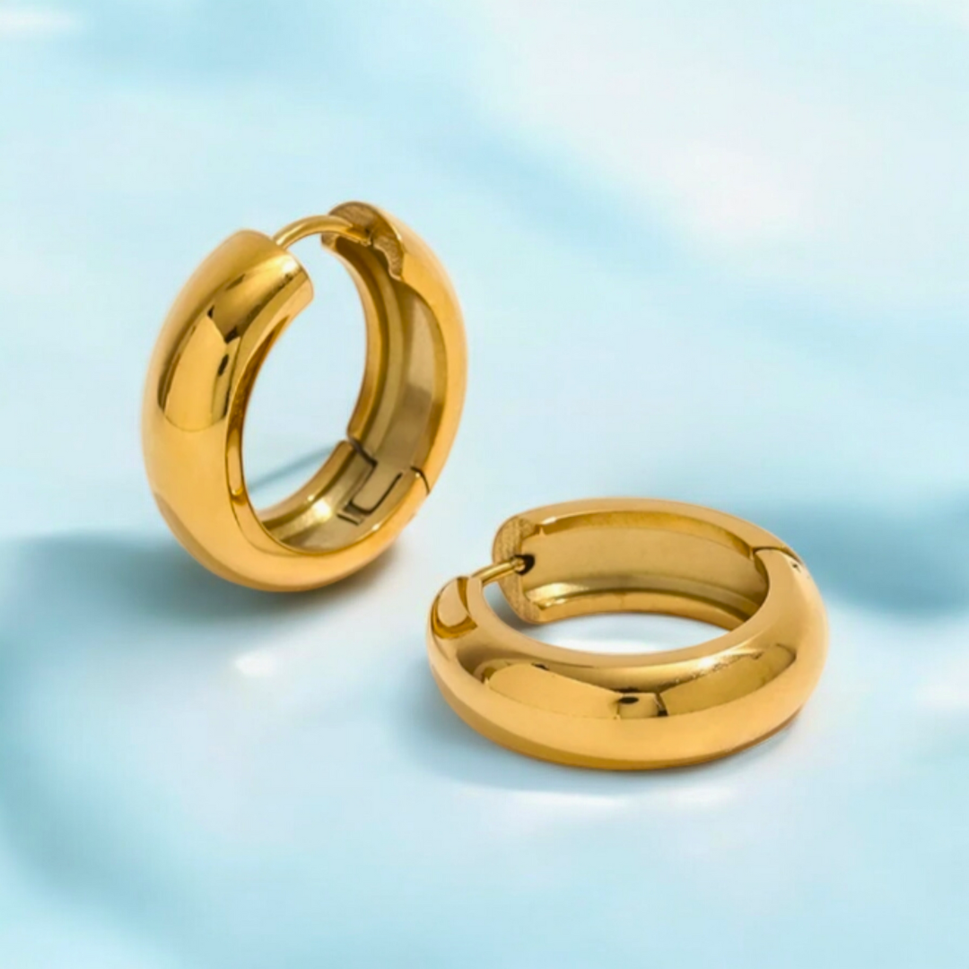 Hannah | Gold Plated Basic Staple Hoop Earrings
