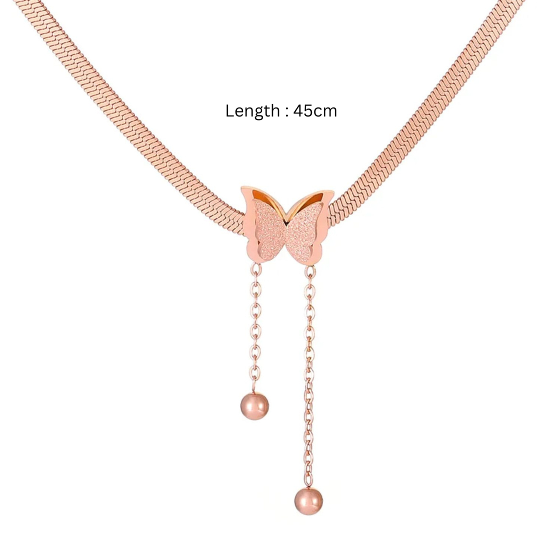 Anastasia | 18K Gold Plated Sparkling Butterfly Charm Pendant Waterproof Necklace