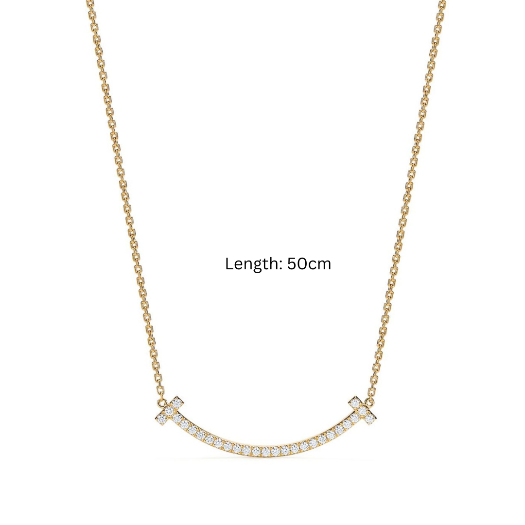 Sofia | 18K Gold Plated T-Smile Pendant Waterproof Necklace with Zircons