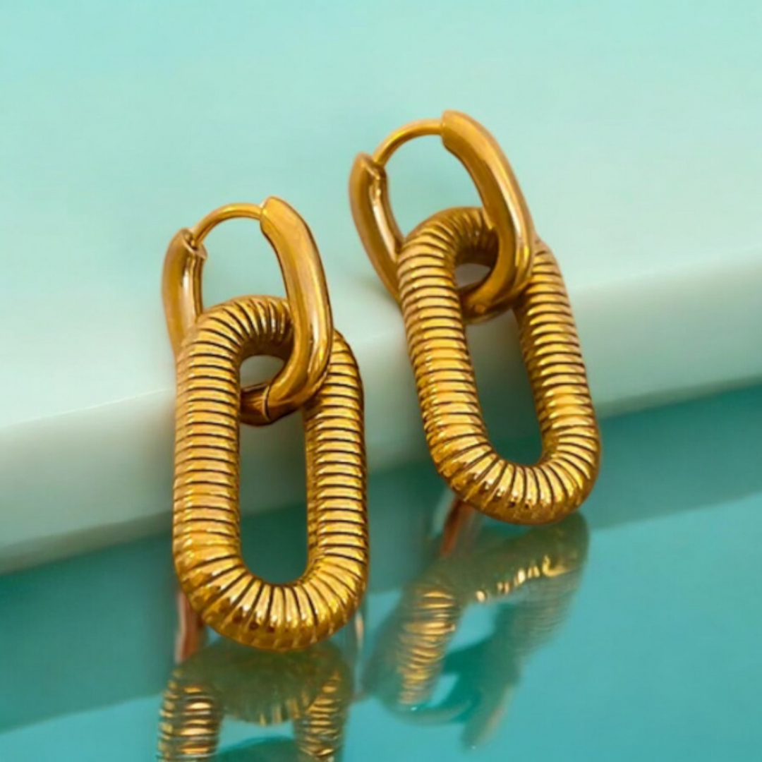Anabel | Gold Plated Oval Double Hoop Earrings
