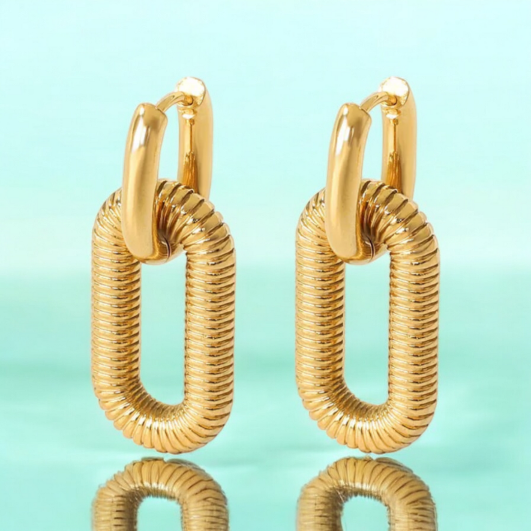 Anabel | Gold Plated Oval Double Hoop Earrings