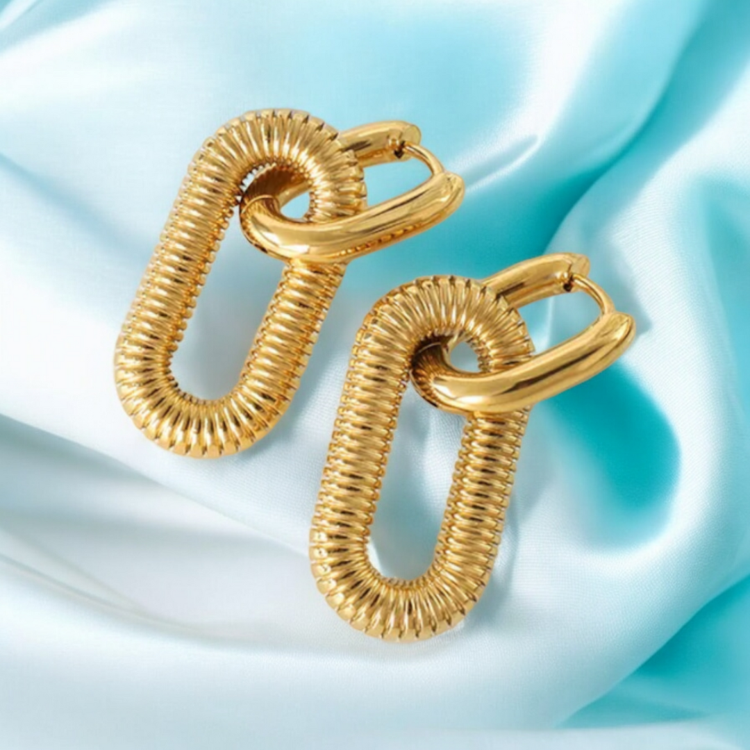 Anabel | Gold Plated Oval Double Hoop Earrings