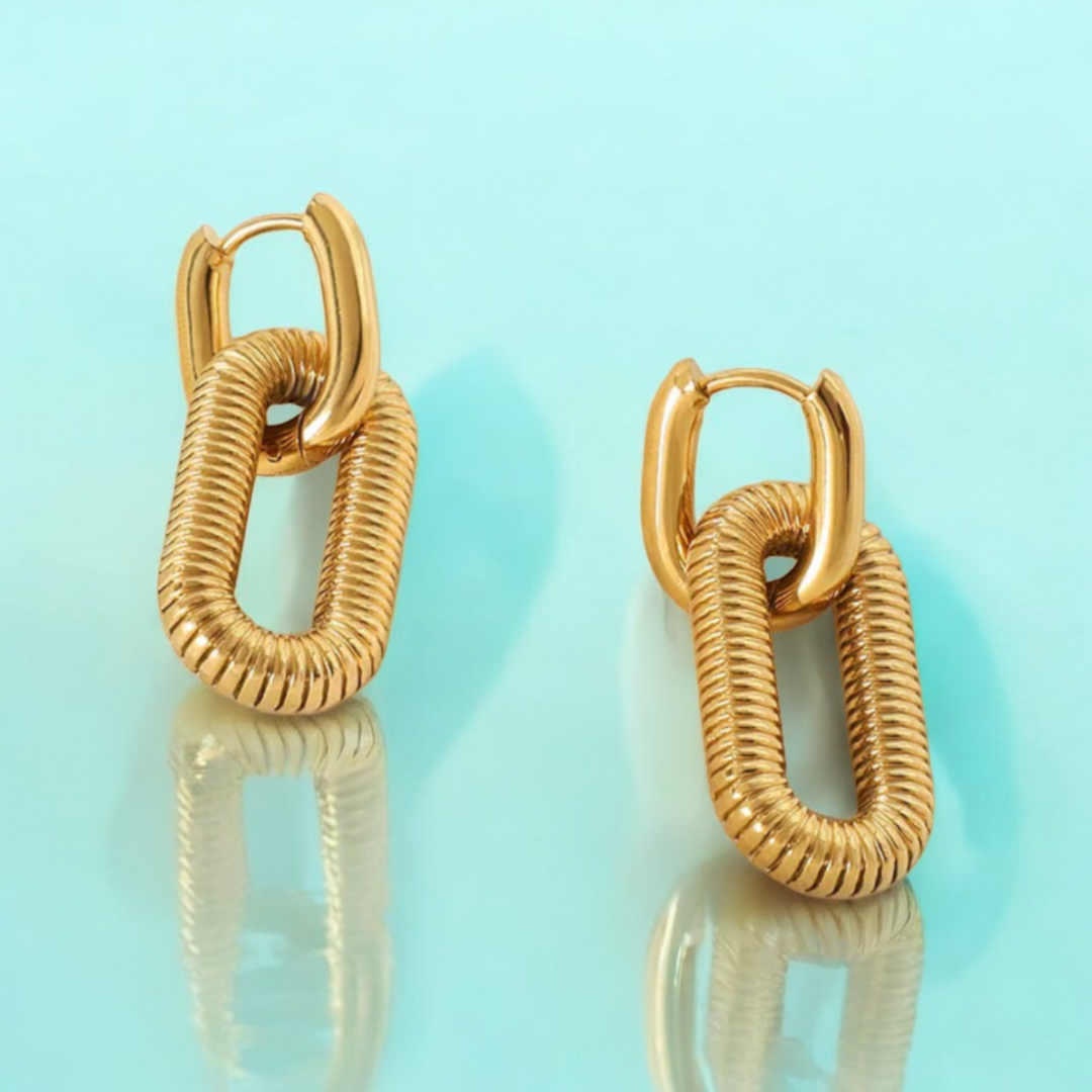 Anabel | Gold Plated Oval Double Hoop Earrings